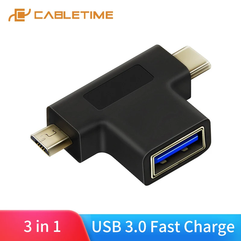 

CABLETIME USB C OTG Type C to USB3.0 F Micro B 2.0 Adapter For Xiao mi Huawei Mate Pro USB-C Splitter C016