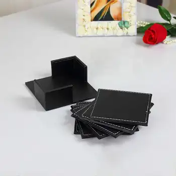

New 6pcs Faux Leather Double-sided Coasters Set Heat-resistance Cup Mat Pads Coffee Mug Drink Coasters Placemat Table Mat Cup Ho