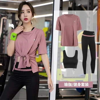 

2020 New Spring and Summer Sports WOMEN'S Suit Summer Yoga Clothes Beginners Morning Run Large Size Sports Clothing Short Sleeve