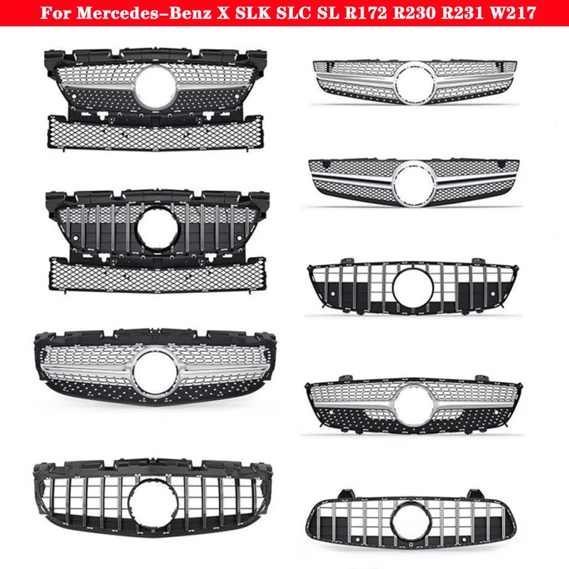 

Car styling Middle grille for Mercedes-Benz X SLK SLC SL R172 R230 R231 W217 ABS plastic Diamond GT front Bumper Hood grille