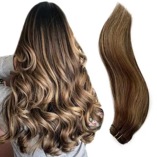 Brown Highlights Sew In Hair Weft Human Hair Bundles Real Hair Extensions  Straight Brazilian Remy Human Hair Weave Extensions - Pre-colored Blend  Weaves - AliExpress