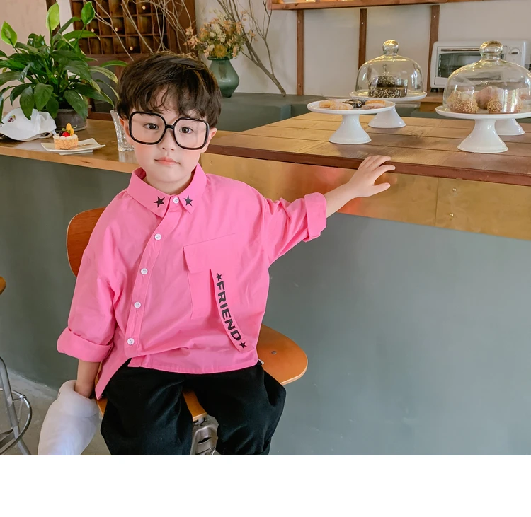 Boy's Cotton Long-Sleeved Shirt Fashion Big Boy Boy's Baby Shirt Children's 2020 New Style Autumn Coat