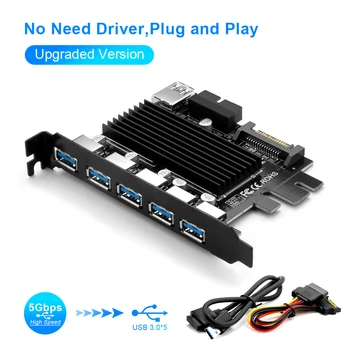 

Rocketek USB 3.0 PCI-E Expansion Card 5 Ports Hub Adapter External Controller Express 19pin USB cable SATA Power Connector Cord