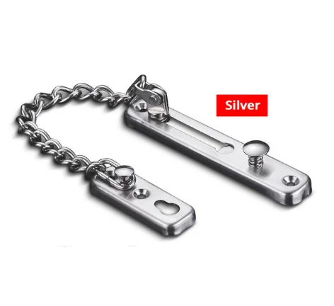 Silver 304 нержавеющая сталь замок для безопасности двери цепь Противоугонная дверная цепь дверная защелка Серебро Бронза Золото Черный дверной замок фурнитура - Цвет: Silver