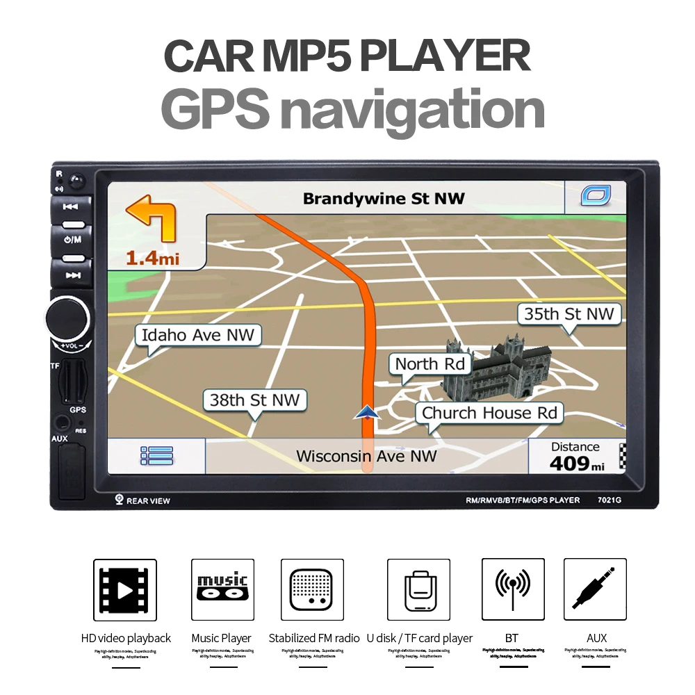 

AOSHIKE 2019 New Car Multi-functional Media Player GPS 7 Inch 2 Din Car MP5 Bluetooth Card Machine Steering Wheel Remote Control