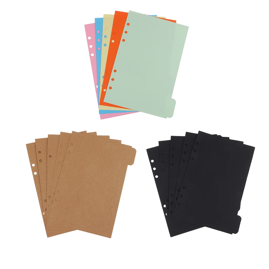 5 Pieces Solid A5 Size Kraft Paper Tabbed Paper Planner Notebook Album Divider Index Page