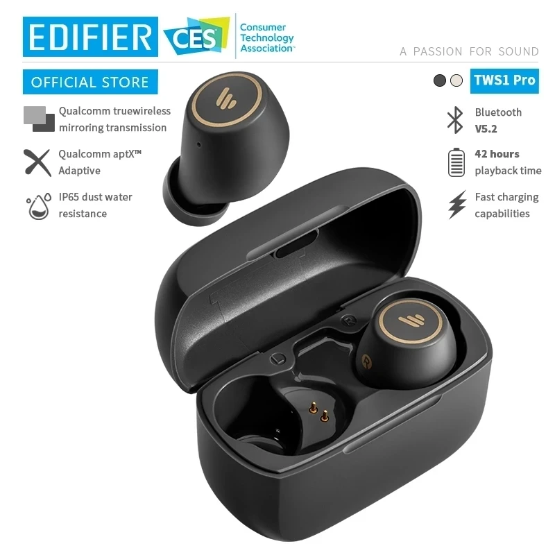 TWS-наушники EDIFIER TWS1 Pro с поддержкой Bluetooth 5 0 время воспроизведения до 42 часов |