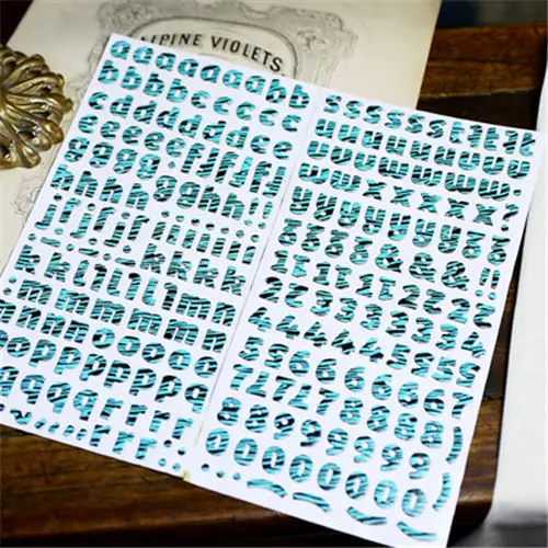 Блестящие золотые и серебряные буквы наклейки s наборы высечки для DIY скрапбукинга пуля журнал TN наклейка для планировщика фотоальбома изготовление карт - Цвет: Blue zebra pattern