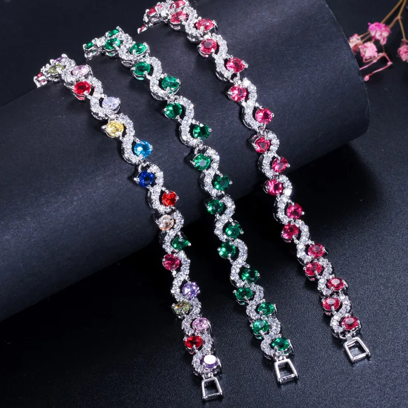 Женский браслет для тенниса с фианитами 5 цветов|bracelet jewelry|blue stone braceletstone bracelet |