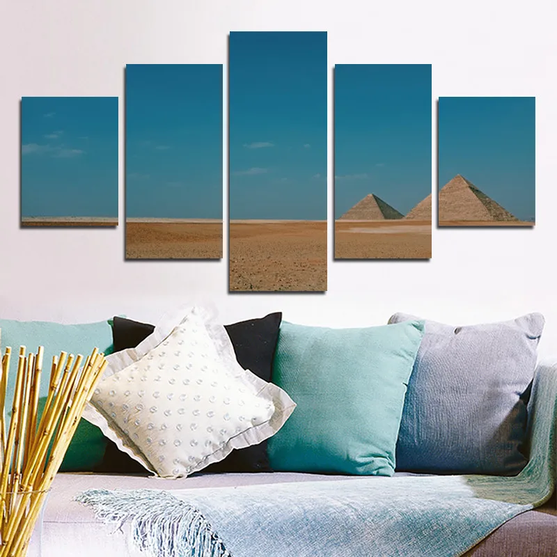 

Blue Sky and Beach Decorative Canvas Painting 5Pcs Landscape Poster Hd Printable Customizable Frameless Style Wall Art