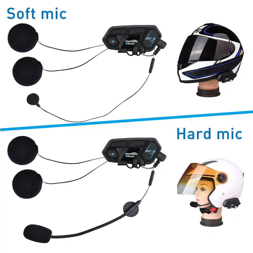2PCS M1-S Pro Motorcycle Intercom 2KM Bluetooth HiFi Headset Interphone 8 Riders