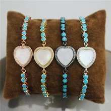 Регулируемый 10 шт./лот тонкий циркониевый micro pave shell Шарм, хорошее качество оболочки с коннектор CZ браслет, ювелирные изделия оптом