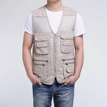 Летний открытый мульти-карманы сетки рекламировать мужчин t волонтер жилет мужчин фотографии репортёра жилет рыбалка открытый жилет