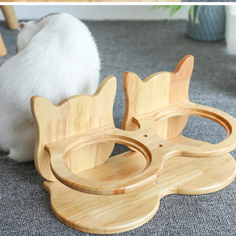 Pet Cat нержавеющая сталь/керамика Кормление питьевой собаки двойные миски сочетание с питателем щенка бамбуковая рама для собак кошек