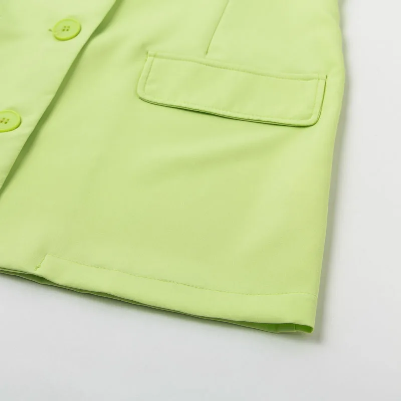 Conmoto/осень-зима, модный Женский блейзер с карманами, однотонные зеленые куртки-блейзеры, винтажное женское повседневное пальто