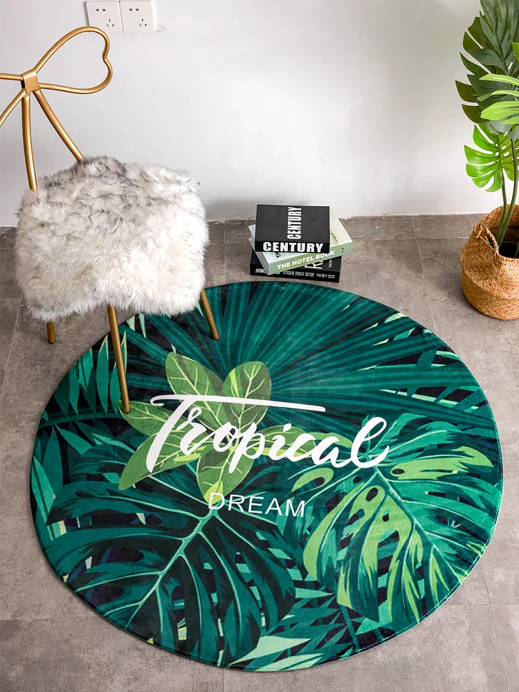 

Miracille Cartoon Style Alpaca Pattern Round Carpet Non-Slip Bath Mat Soft Fluffy Coral Velvet Area Rug for Living Room Decor