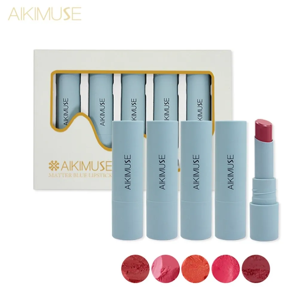 

Lipstick Matte Soft Blue And Jade Lipstick Set Velvet Durable And Durable Matte Lipstick Waterproof Lip Stick Make up Labiales