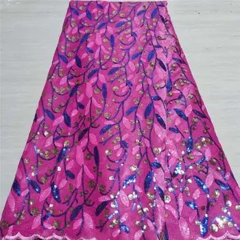 

2020 New Design Tulle Lace Fabric Sequins African Fabric Net Lace French Lace For Women Party Dress HX2466