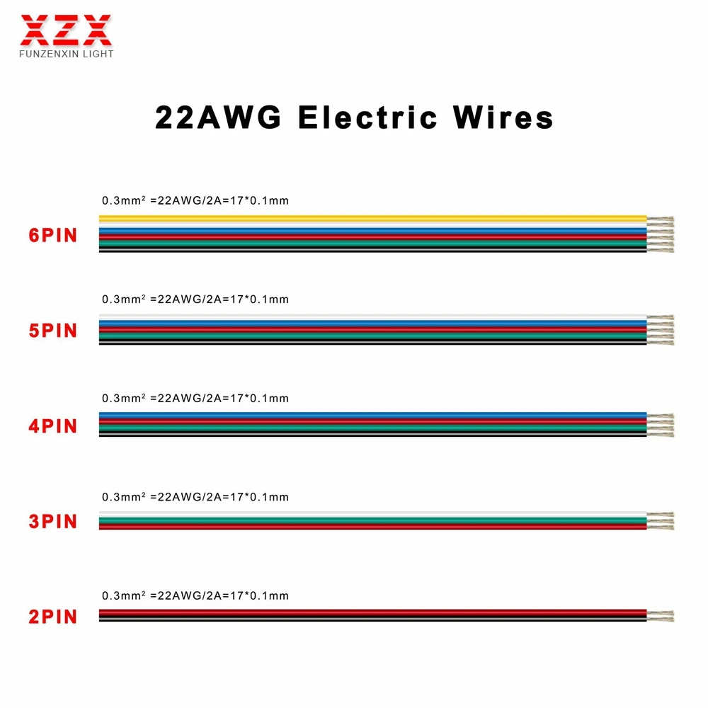Электрические провода Удлинительный кабель 2/3/4/5/6pin 22AWG для WS2812B WS2815 5050 RGBW