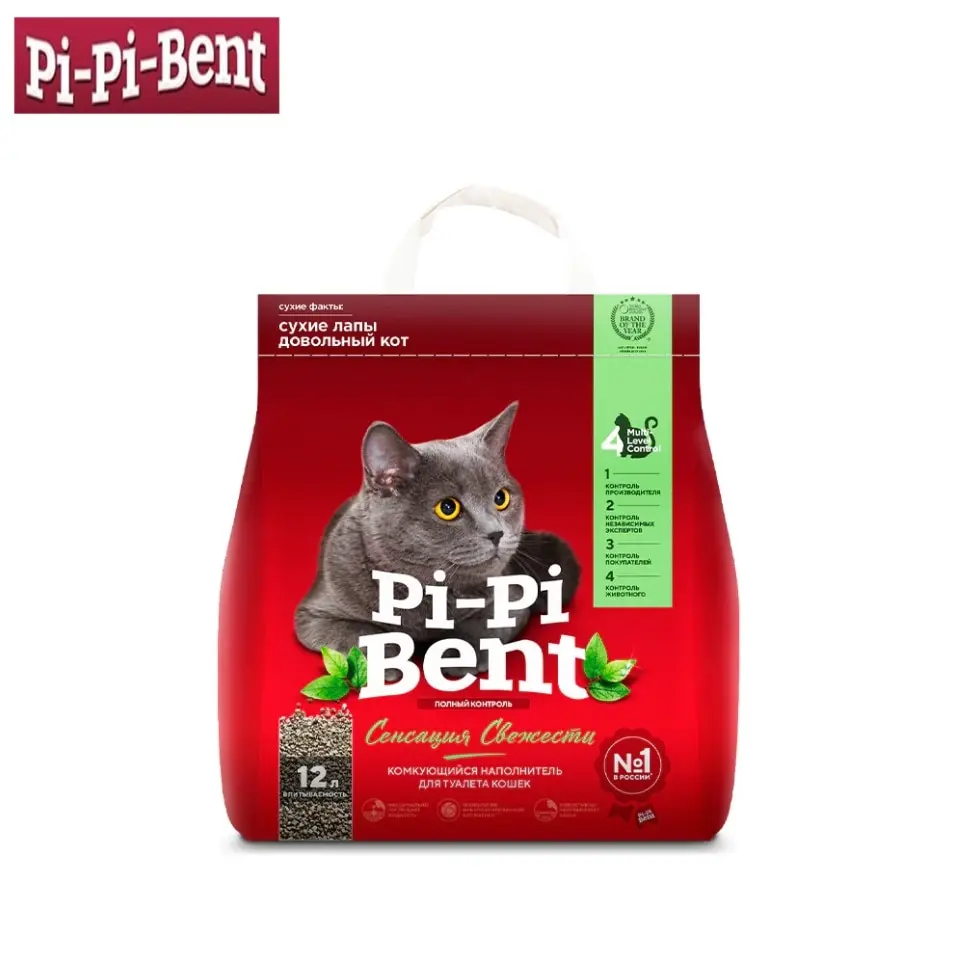 Наполнитель Pi-Pi-Bent "Сенсация свежести" комкующийся для Кошек 5кг 12л | Дом и сад