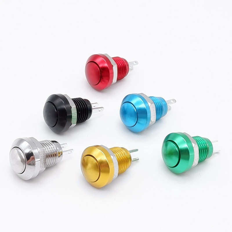 8mm Push Button Switch Momentary Metal Horn Doorbell Bell  Car Auto Engine PC Power Start Starter Red Green Black Blue NO