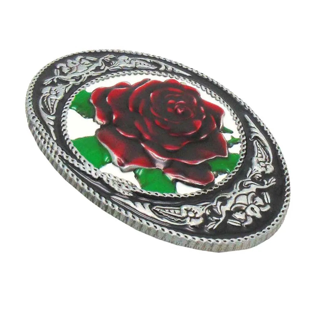 Большая красная роза ковбойская пряжка для ремня в западном стиле женский подарок