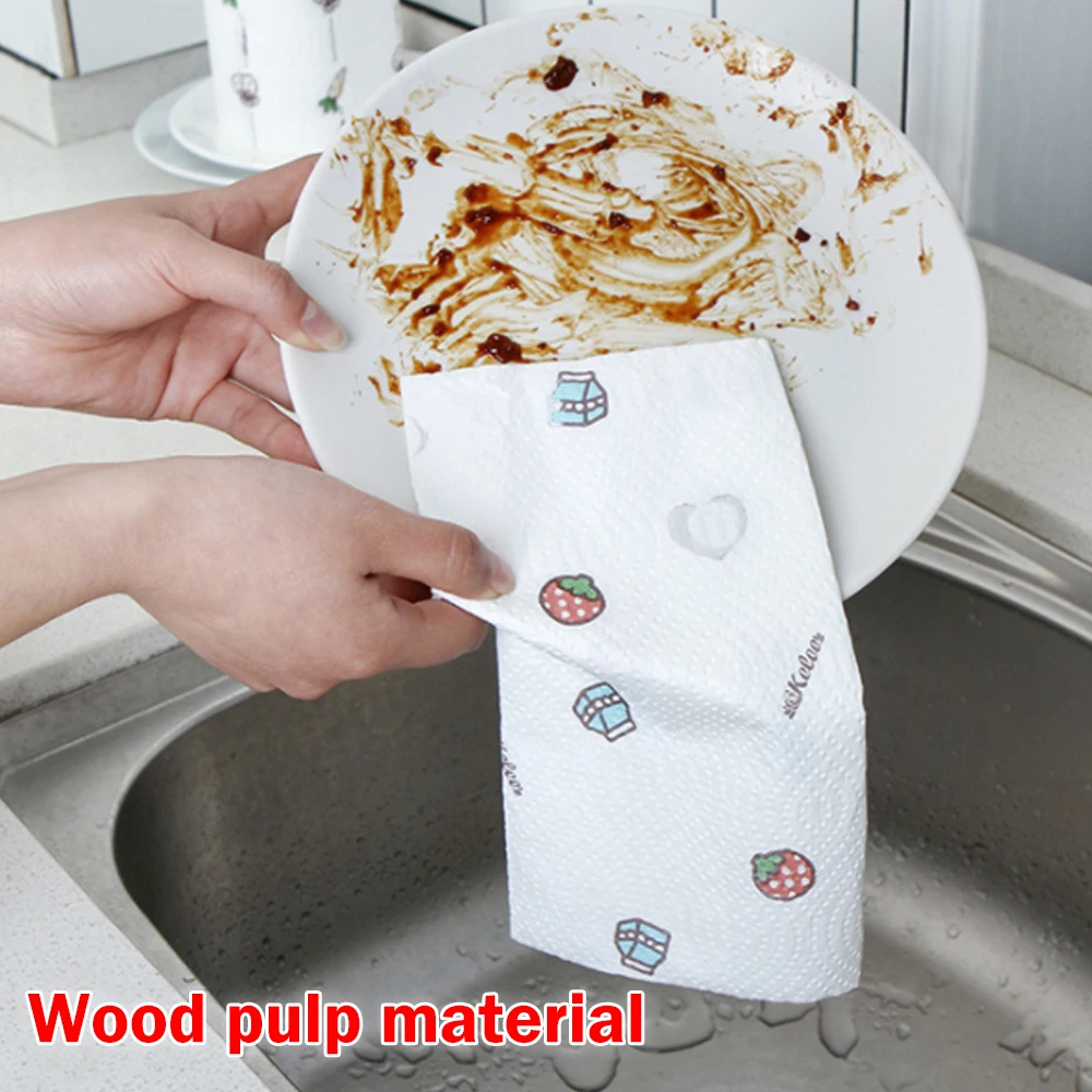 80 шт/рулон абсорбирующая бумага одноразовая Чистящая бумага кухонная ткань для мытья посуды влажная сухая двойного назначения кухонное полотенце аксессуары для кухни
