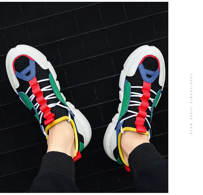 X/Новинка; Корейская Радужная дышащая повседневная мужская обувь; высокие кроссовки легкие на платформе; мужские кроссовки;