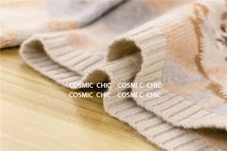 Cosmicchic кашемировый свитер с вышивкой женский вязаный пуловер с длинными рукавами высокое качество элегантный калейдоскоп женский топ