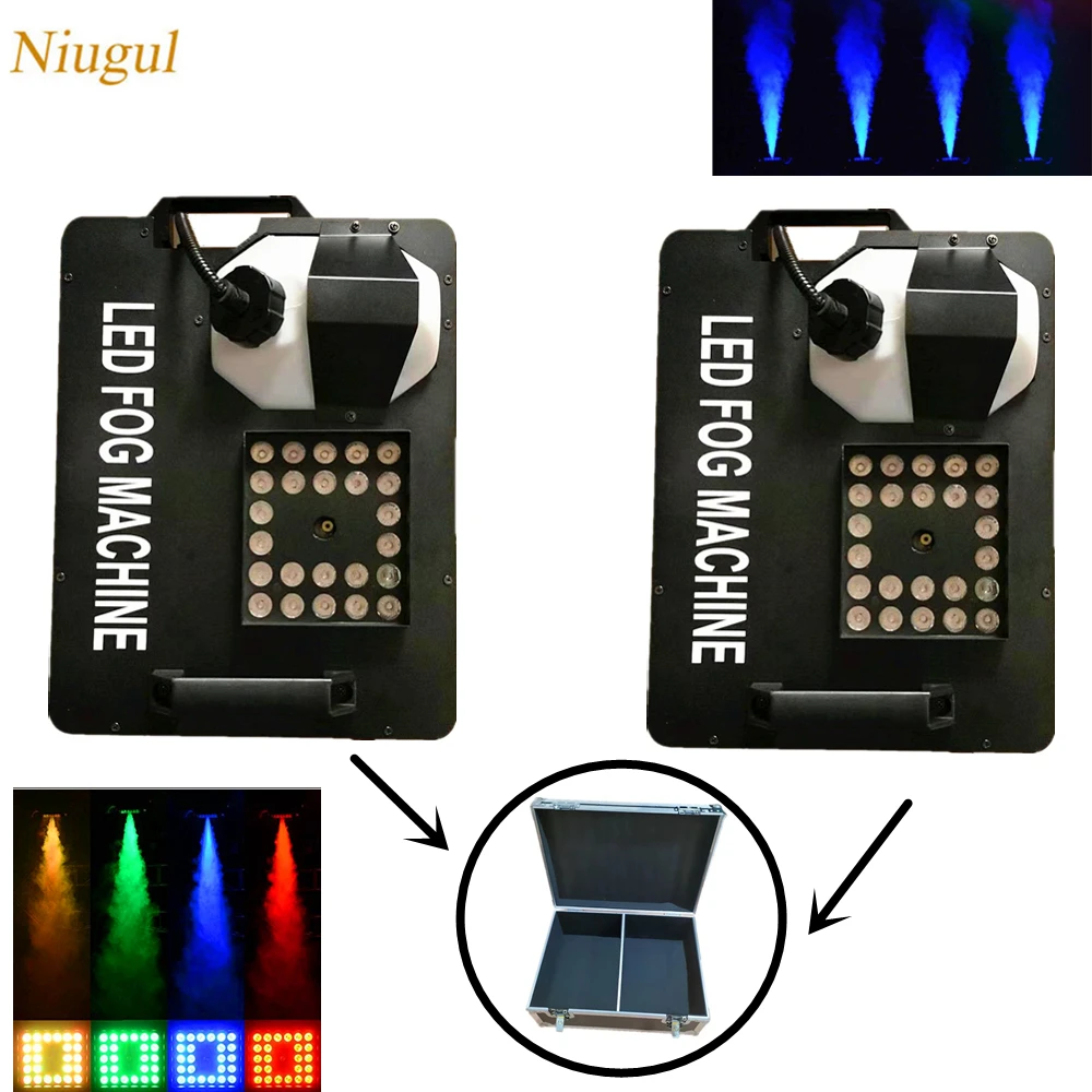 

2pcs/Flight Case1500W Fog Machine /Smoke Machine With RGB LED Lights/Stage Vertical Fogger For Wedding Home Party DJ Equipment