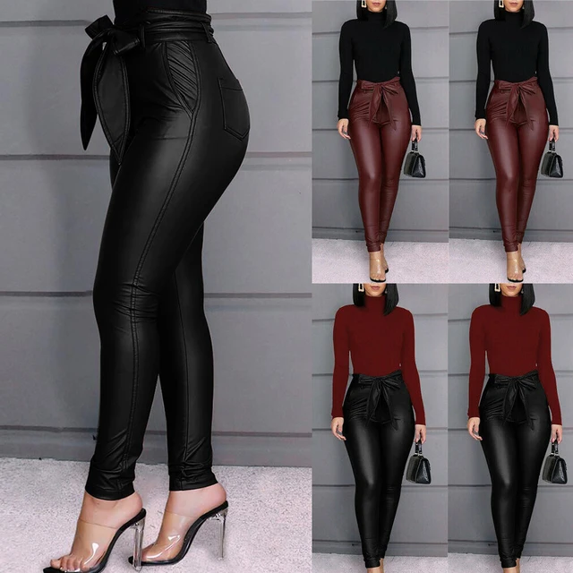 Women's Leggings Faux Leather Matt High Waisted for Women Pleather Big Size  Good Stretchy PU Leggings 2X 2XL Plus Size - AliExpress