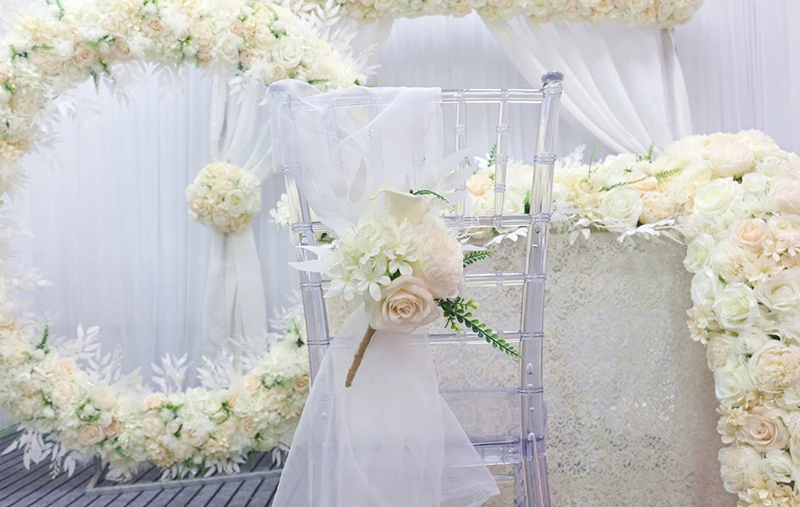 JAROWN Artificial Rose Peony Eucalyptus White Silk Flower Row Wedding Party Home Decor Table Centerpiece Flower Corner Flowers (2)