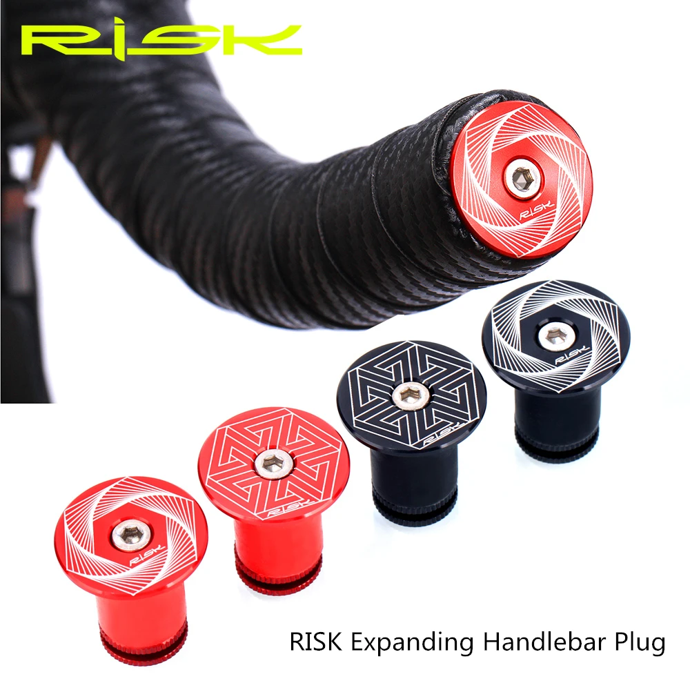 Aluminum RISK Road Bike Handlebar End Caps Mountain Bicycle Grips End Lock-On Plugs Grips Bar Covers Expanding Plug 15-21mm 2pcs