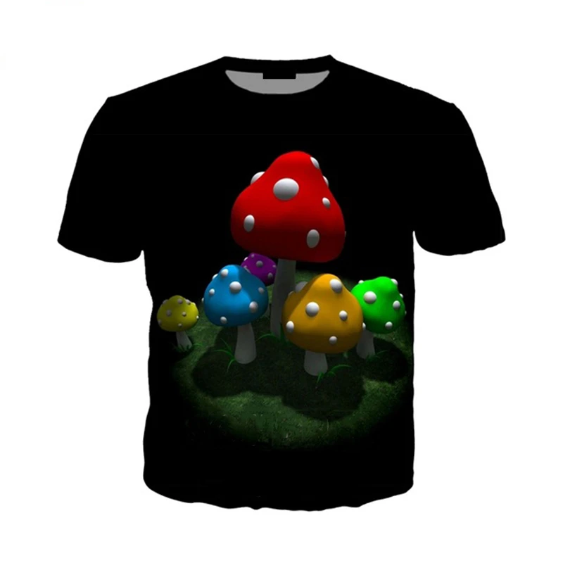 

Colorful Mushroom Printed T shirt Cute Summer O Neck Short Sleeve Hip Hop Streetwear Men Women Fashion Mushroom 3d Tshirt