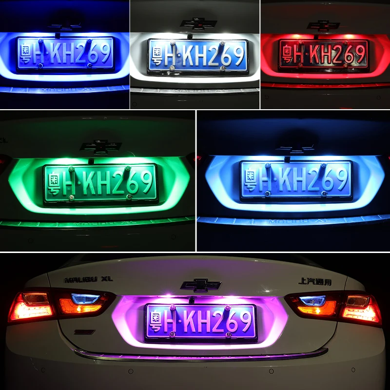 blue number plate lights