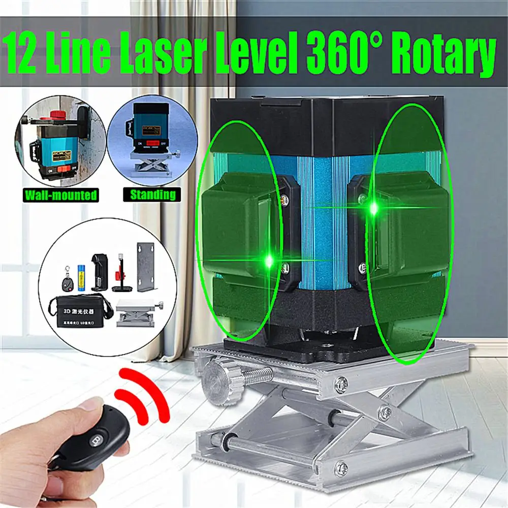 

Accurate IP54 Laser Level 12 Lines 3D Level Self-Leveling 360 Horizontal And Vertical Cross Super Powerful Green Laser Level