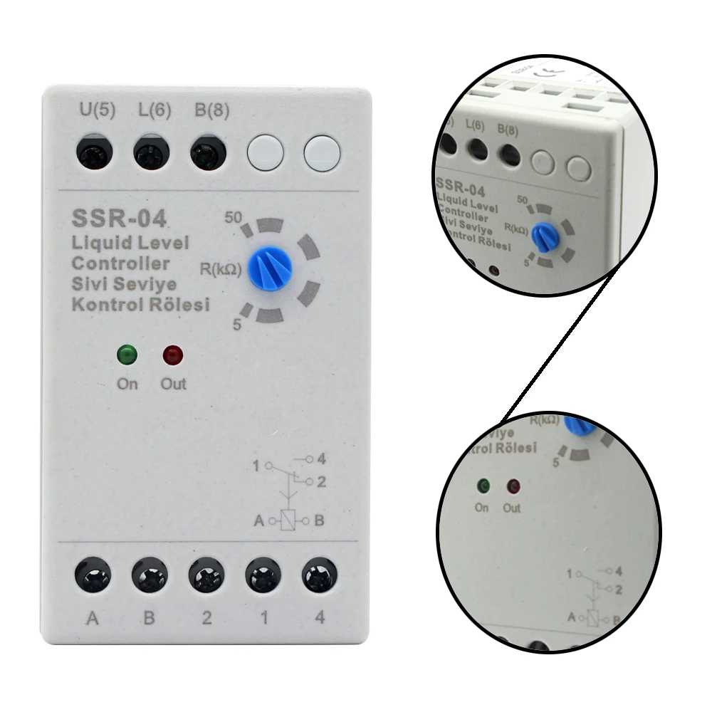 Manhua AC220V 50/60Hz DIN rail SSR-04 регулятор уровня жидкости Регулируемый 5-50k Ω