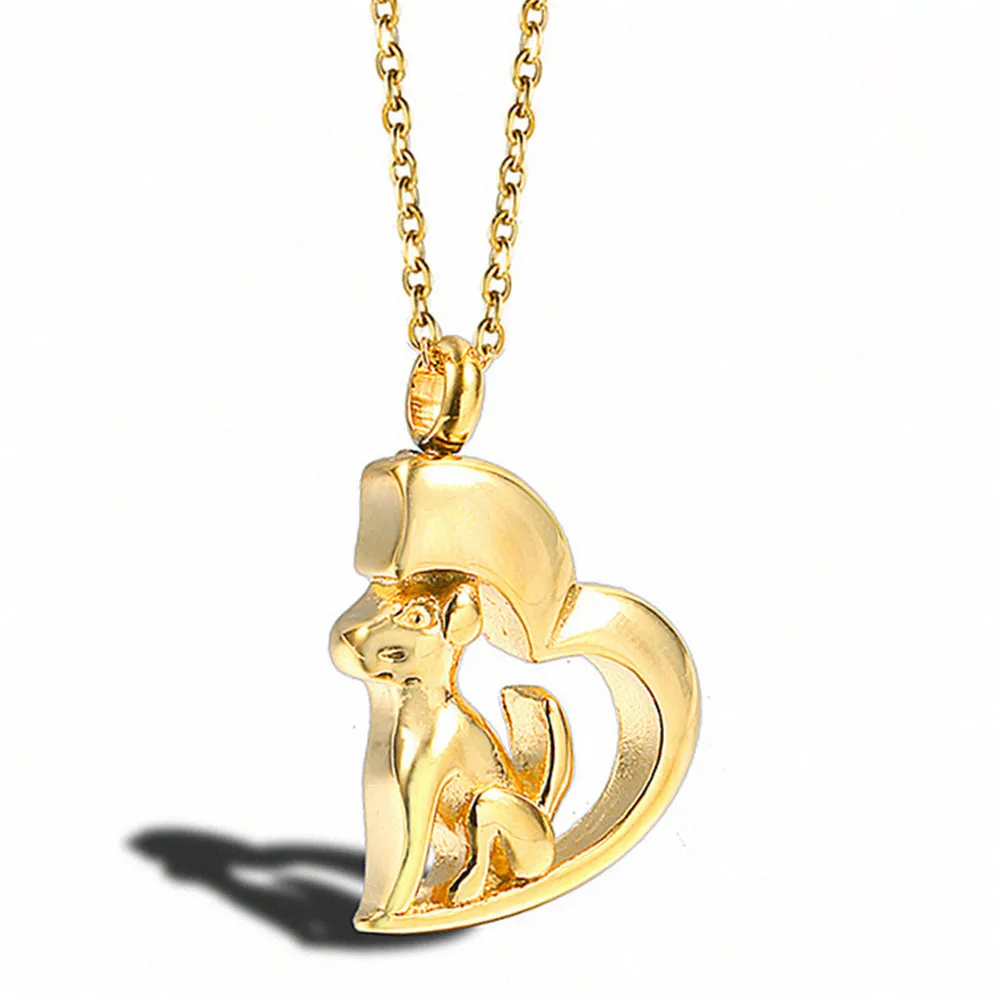 

Gold Necklace Women Accesories Stainless Steel Jewelry Fashion Men's Chain Personality Dog Ash Cremation Urn Pendant Necklace