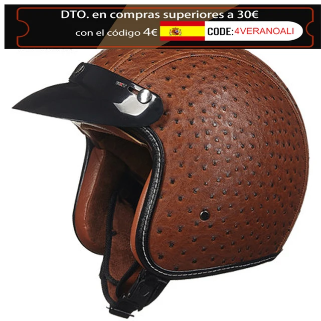 GXT Motorcycle Leather Retro Scooter Helmet Casco half face vintage Jet Pilot Helmets Moto DOT approved helmets