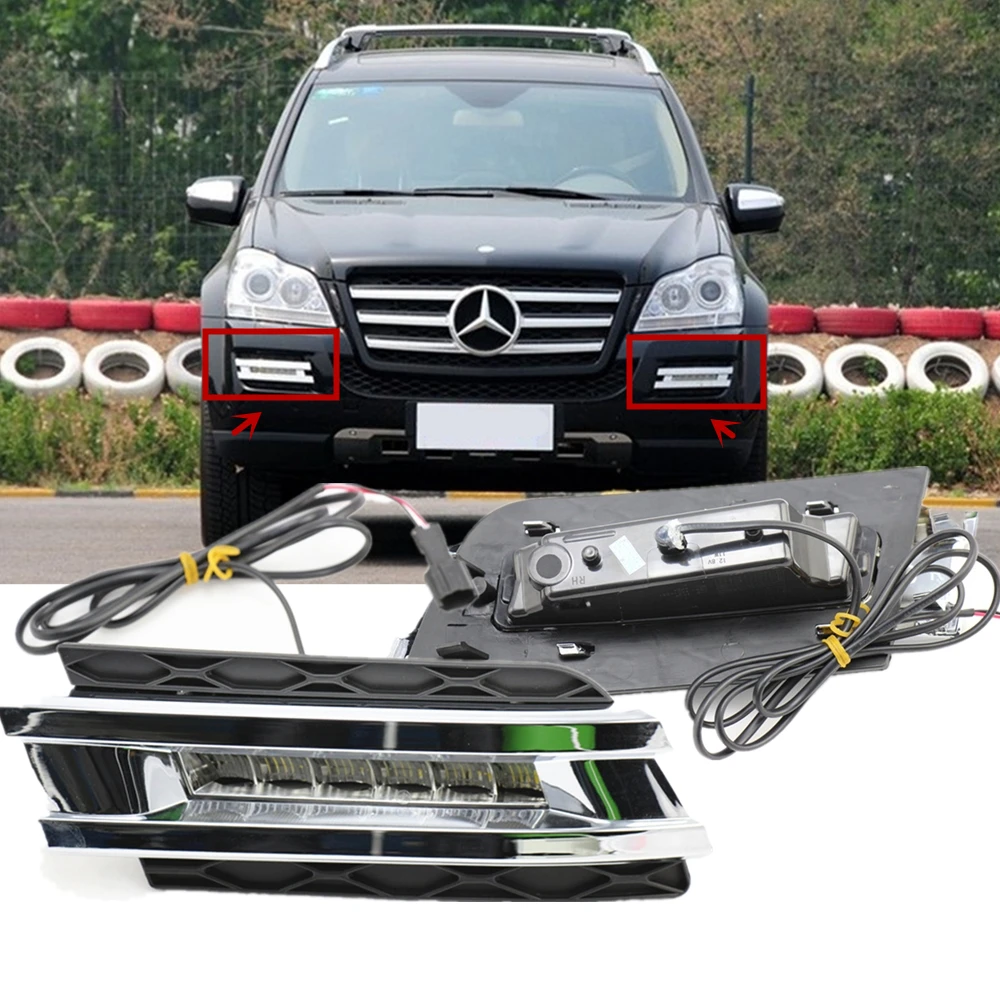 

Car 12V LED Daytime Running Light For Mercedes Benz W164 GL320 GL350 GL420 GL450 GL550 2006-2009 DRL Front Bumper Accessories
