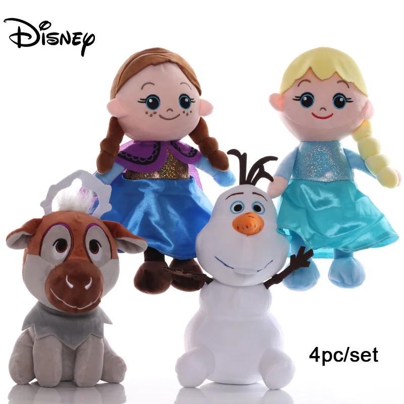 4pcs/set Disney Frozen 2 Elsa Anna Deer Sven Snowman Olaf Soft Stuffed Dolls Animals Plush Toys for Children Kids Gifts Birthday