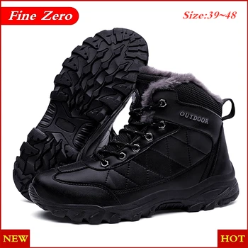 

New Men Winter Snow Boots Warm Men High Quality Waterproof Leather Men Winter Boots Outdoor Male Work Shoes Botas Hombre 39~48