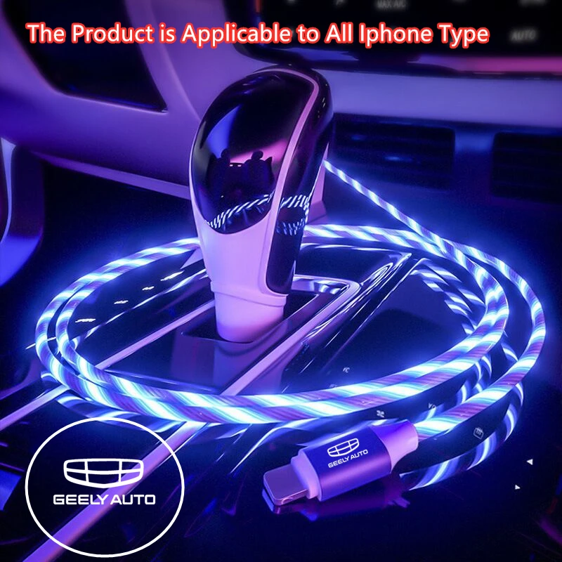 Автомобильный Кабель для быстрой зарядки Iphone 11 12 pro Xs Xr X 8 7 светящийся