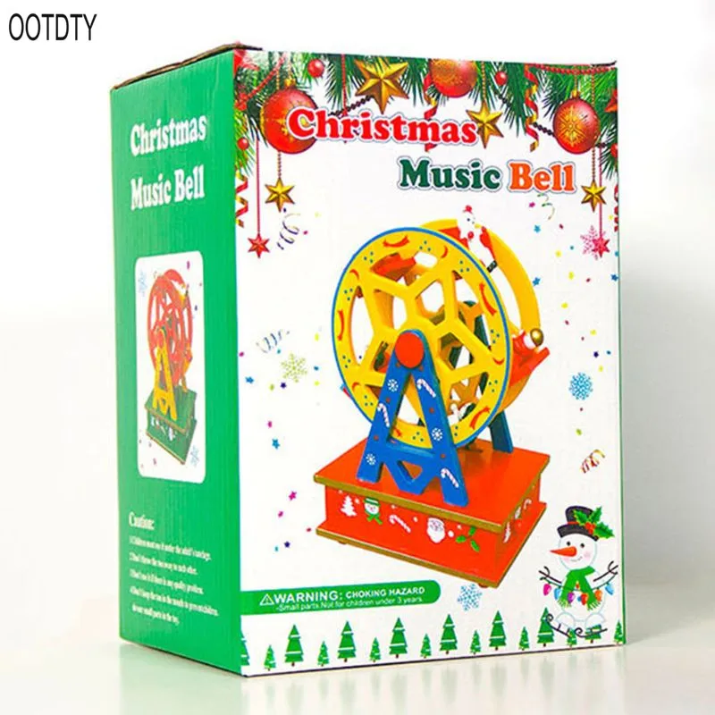 OOTDTY новая Деревянная Расписная Рождественская музыкальная шкатулка Рождественский детский подарок настольные украшения для дома