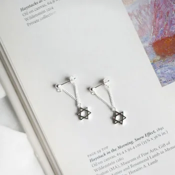 

Small Fresh Six-pointed Star Tassel Earrings S925 Silver Earrings Female Silver Star Christmas Wild Ear Jewelry
