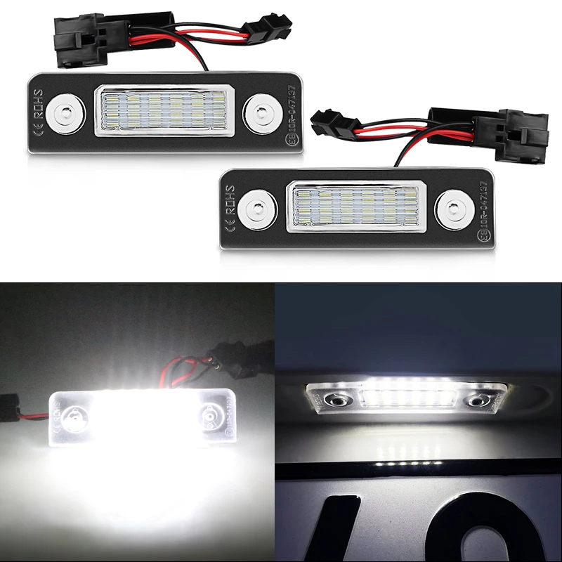 2pcs 6000k Super Bright White LED License Plate Lights For VW Skoda