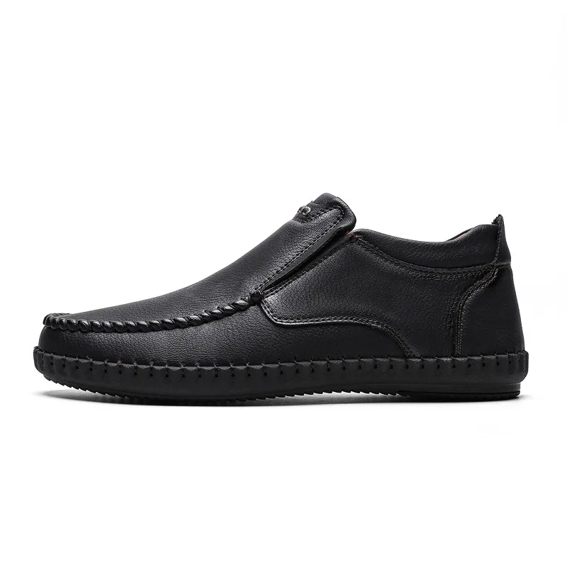Новая мода Мужские ботинки высокое качество Разделение кожаные ботильоны теплые зимние сапоги с мехом и плюшем Мужская зимняя обувь Большие размеры 38-46 - Цвет: Black
