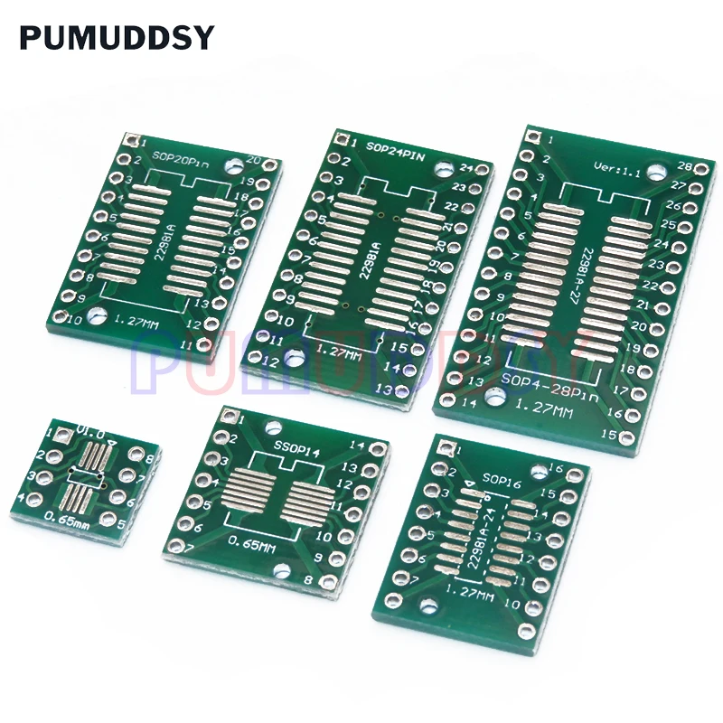 PCB Board Kit SOP24 SOP8 SOP14 SOP16 SOP20 SOP28 SMD Turn To DIP Adapter Converter Plate SOP 8 14 16 20 24 28 30PCS pcb kit board pcb board