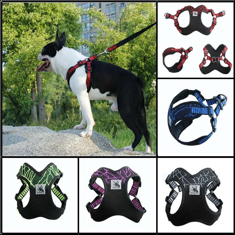 

Padded Reflective Dog Harness Vest Pet Dog Step In Harness Adjustable No Pulling Summer Pet Harnesses For Small Medium Dogs 25