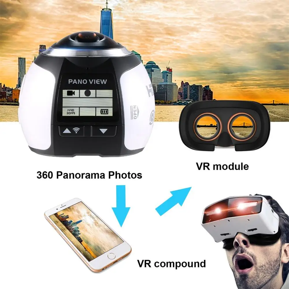 

360 Action Camera Wifi Mini 2448*2448 Ultra HD Mini Panorama Camera 360 Degree Sport Driving VR Camera for oppo xiaomi